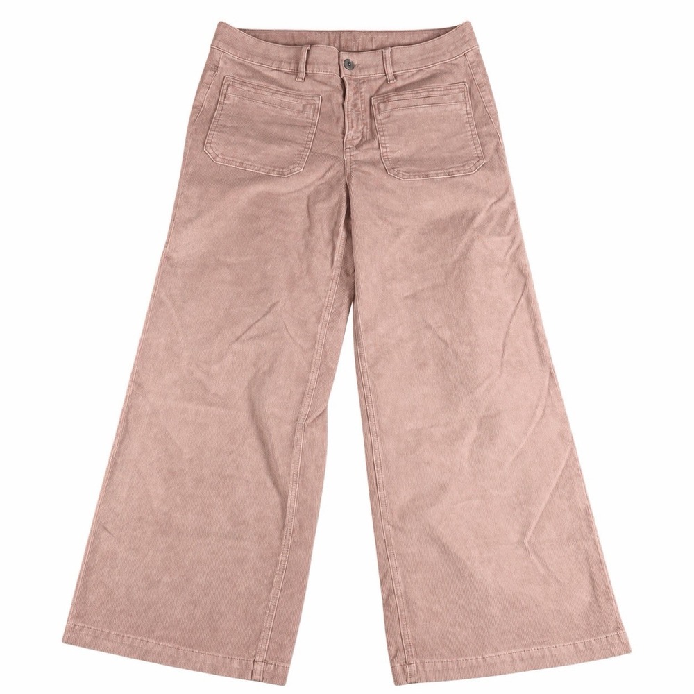 american eagle low rise wide leg cropped corduroy pants 10 short Pink/beige